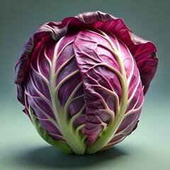 Obraz premium A realistic 3D illustration of a vibrant radicchio. showcasing its intricate veined texture and rich purple color.