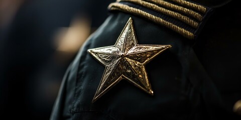 A golden star on a black uniform.