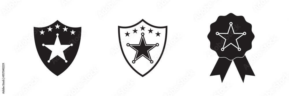 Poster sherif star icon for apps and web sites. sherif icon vector set with shields.