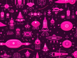 Microship pattern magenta, electronic pattern, vector illustration