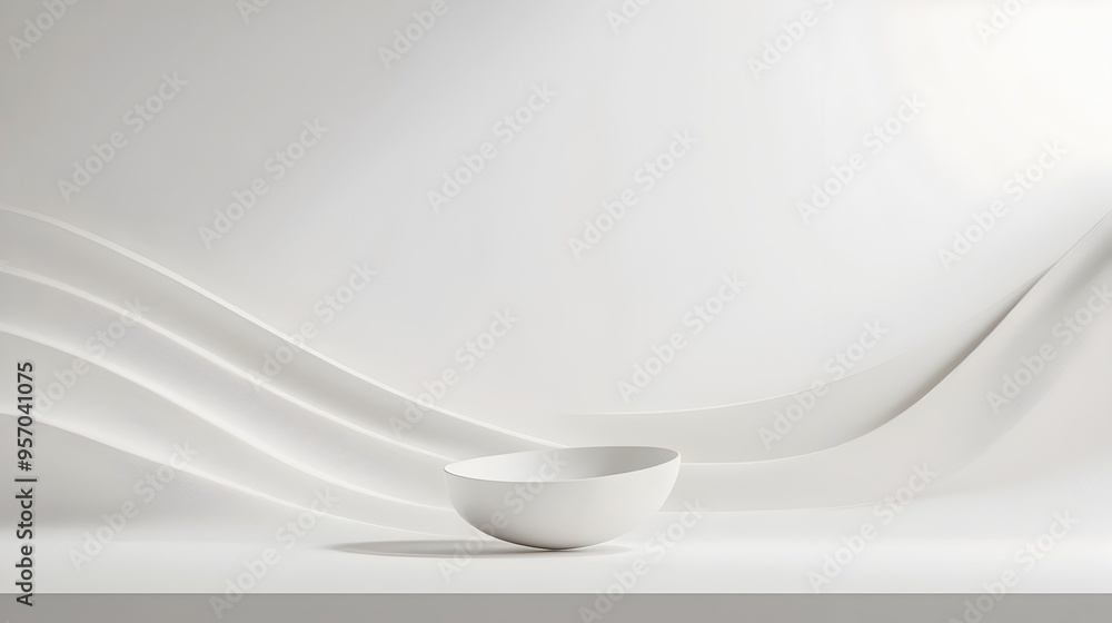 Poster minimalist abstract 3d render of product on clean white background with geometric shapes