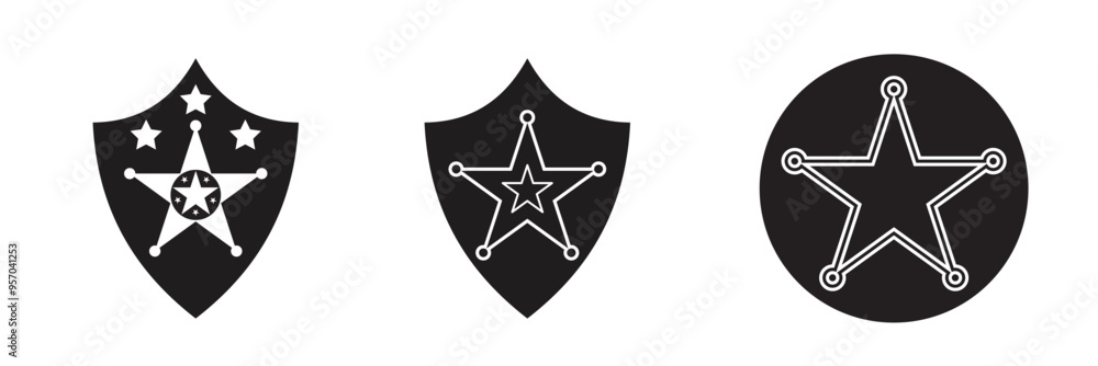 Poster sherif star icon for apps and web sites. sherif icon vector set with shields.