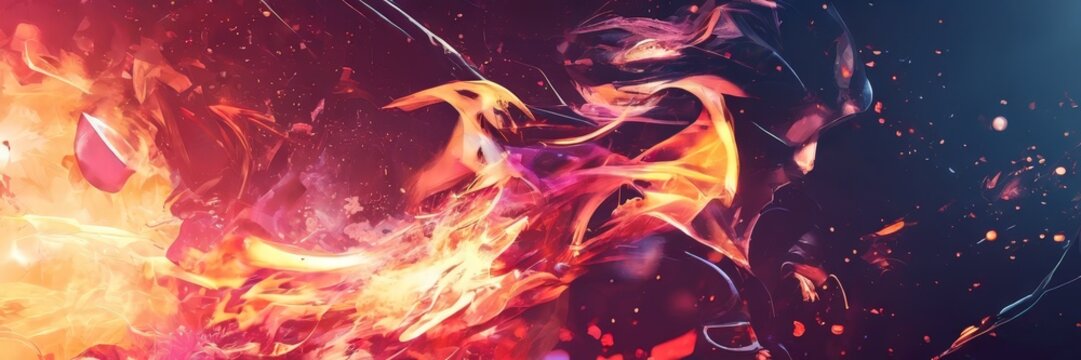 fire with many different colored shapes