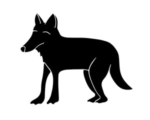 Vector isolated illustration of a cartoon wolf silhouette on a white background.