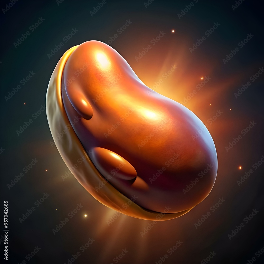 Poster a 3d illustration of a single pinto bean. rendered with a realistic and glossy texture.