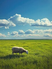 Fototapeta premium Sheep grazing in a grassy field