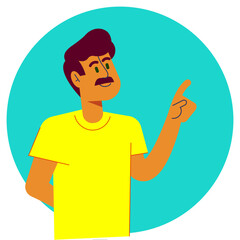 a gentleman in a T-shirt asks for information Vector illustration flat