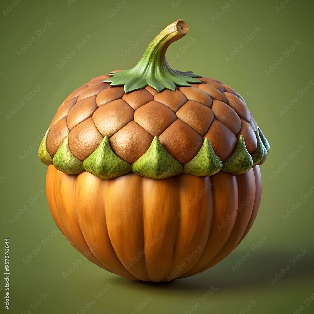 Poster a whimsical pumpkin with a unique. textured top. perfect for adding a touch of playful charm to your
