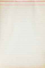 Weathered yellowed old paper notebook with lines background texture