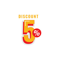 5% Discount off Label Vector Template Design Illustration
