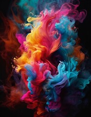 colorful smoke on black background