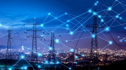 Smart energy grid with high-tech management and futuristic sustainability solutions.