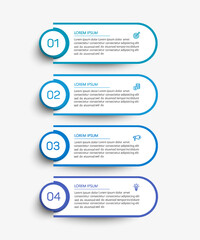 Business infographic design template with 4 options, steps or processes. Can be used for workflow layout, diagram, annual report, web design