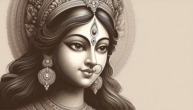 Close up portrait of Maa Durga 