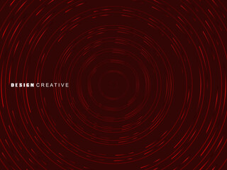 Abstract red glowing geometric lines on dark red background. Modern shiny red circle lines pattern. Futuristic technology concept, perfect for covers, posters, banners, brochures, websites, etc.