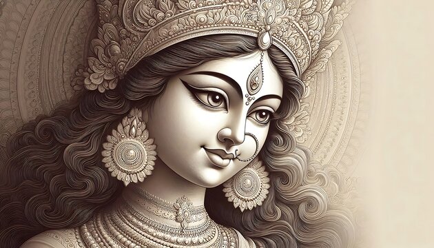 Close up portrait of Maa Durga 