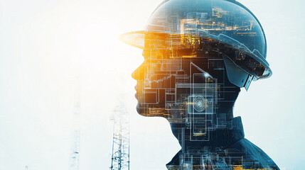 Double exposure Engineer hardhat ensures the use of machine learning for enhanced customs clearance processes.
