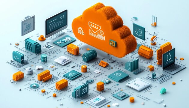 Cloud Coverage: Safe and Accessible Insurance Documents, concept showcasing insurance documents being securely stored and easily accessible in the cloud, 