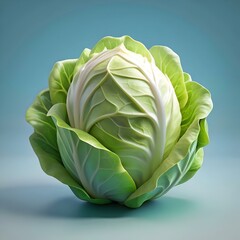 Obraz premium Crisp and vibrant. this 3D rendering of an iceberg lettuce is perfect for healthy eating and lifestyle visuals.