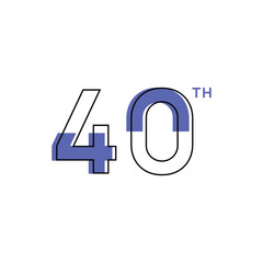 40 Th Anniversary Number Design Flat Style Collection Vector Template Illustration