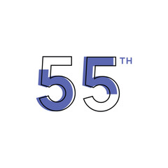 55 Th Anniversary Number Design Flat Style Collection Vector Template Illustration