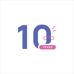 10 Years Anniversary Number Design Flat Style Collection Vector Template Illustration