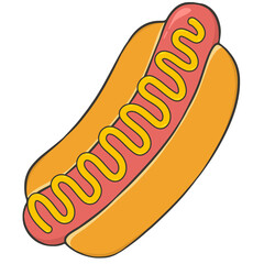 hot dog with mustard cartoon illustration