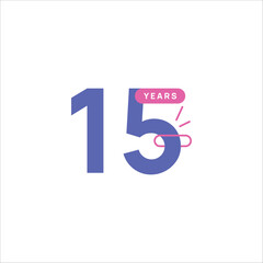 15 Years Anniversary Number Design Flat Style Collection Vector Template Illustration