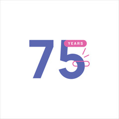75 Years Anniversary Number Design Flat Style Collection Vector Template Illustration