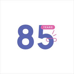 85 Years Anniversary Number Design Flat Style Collection Vector Template Illustration