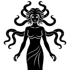 Gorgon medusa whole body vector illustration 