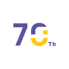 70 Th Anniversary Number Design Flat Style Collection Vector Template Illustration