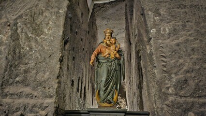 Statue of Madonna and Child in Wieliczka Salt Mine