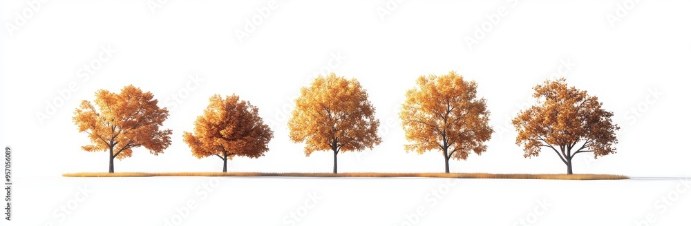 Poster sycamore platanus maple trees isolated png on a transparent background in autumn
