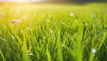 Fototapeta premium green grass field with sunlight
