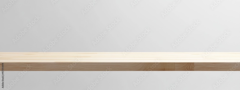 Poster 3d rendering of an empty light wooden table isolated on a white background providing a space for pro