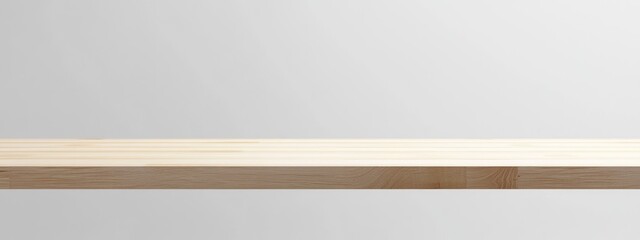3D rendering of an empty light wooden table isolated on a white background providing a space for product mockups or displays