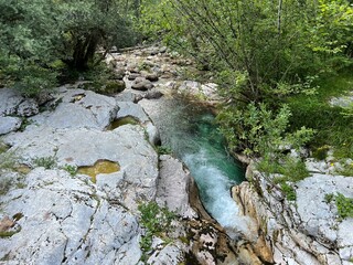 Sunik water grove or waterfalls on the Lepenca stream (Bovec, Slovenia) - Der Sunik-Wasserhain oder Wasserfälle am Bach Lepenca (Slowenien) - Šunikov vodni gaj v Lepeni (Slovenija) © Mario