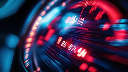 Speedometer Blurred Red Lights