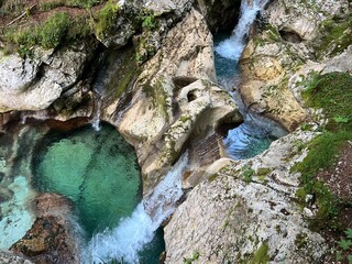 Sunik water grove or waterfalls on the Lepenca stream (Bovec, Slovenia) - Der Sunik-Wasserhain oder Wasserfälle am Bach Lepenca (Slowenien) - Šunikov vodni gaj v Lepeni (Slovenija) © Mario