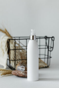 Luxury cosmetics on table with transparent cap