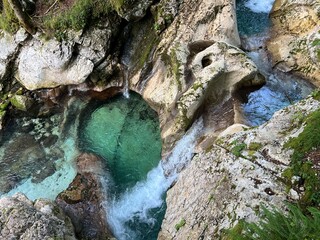 Sunik water grove or waterfalls on the Lepenca stream (Bovec, Slovenia) - Der Sunik-Wasserhain oder Wasserfälle am Bach Lepenca (Slowenien) - Šunikov vodni gaj v Lepeni (Slovenija) © Mario