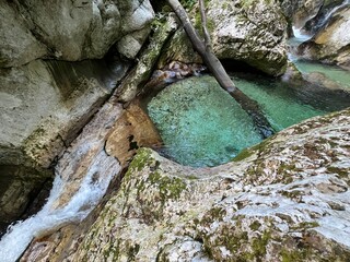 Sunik water grove or waterfalls on the Lepenca stream (Bovec, Slovenia) - Der Sunik-Wasserhain oder Wasserfälle am Bach Lepenca (Slowenien) - Šunikov vodni gaj v Lepeni (Slovenija) © Mario