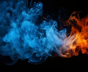 Obraz premium blue and orange smoke on black background
