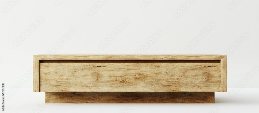 Poster 3d rendering of a wooden console against a white background front view