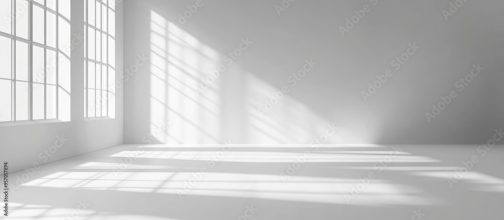 Poster 3d rendering of an abstract white studio background for product presentation featuring an empty room
