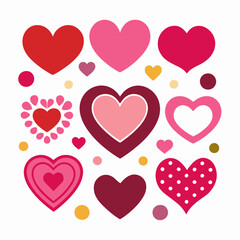 set of hearts, different kinds of heart shape vectors, simple and clean