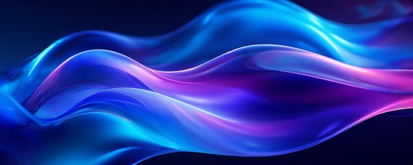 Fototapeta premium abstract blue and pink waves on black background