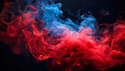 Obraz premium red and blue smoke on black background