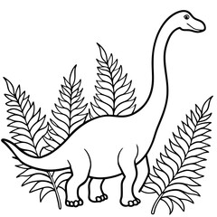 Diplodocus walking among giant ferns